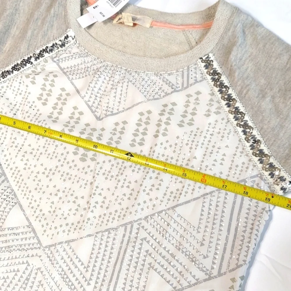 NWT Women's Jolt For Vanity Gray Aztec Patterned Sheer Knit Top - Picture 11 of 12